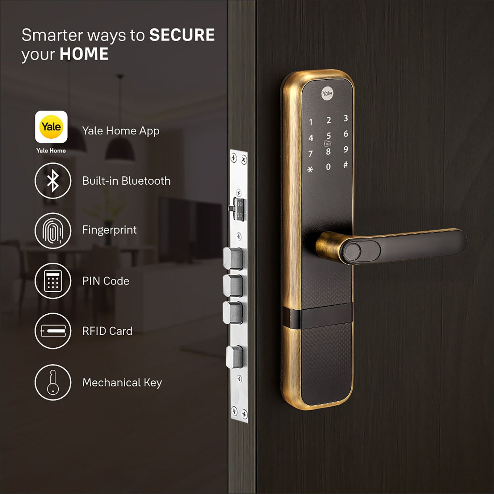 Yale Zuri Digital Lock (Fingerprint, PIN, RFID & Manual Key Access, YZuri/AB, Antique Bronze) Yale Zuri Digital Lock (Fingerprint, PIN, RFID & Manual Key Access, YZuri/AB, Antique Bronze)_4