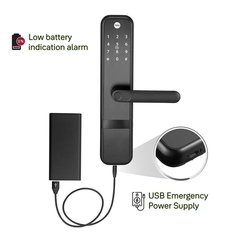 Yale Zuri Digital Lock (Fingerprint, PIN, RFID & Manual Key Access, YZuri/BL, Black)_8