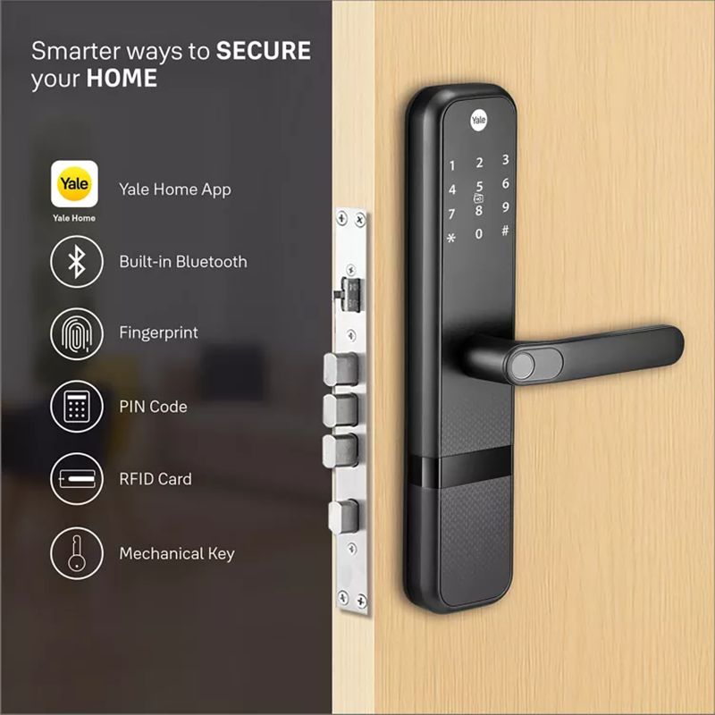 Yale Zuri Digital Lock (Fingerprint, PIN, RFID & Manual Key Access, YZuri/BL, Black)_9