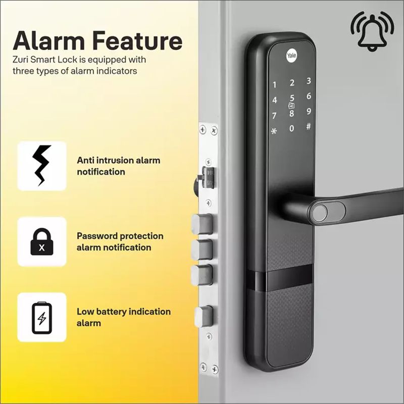 Yale Zuri Digital Lock (Fingerprint, PIN, RFID & Manual Key Access, YZuri/BL, Black)_4