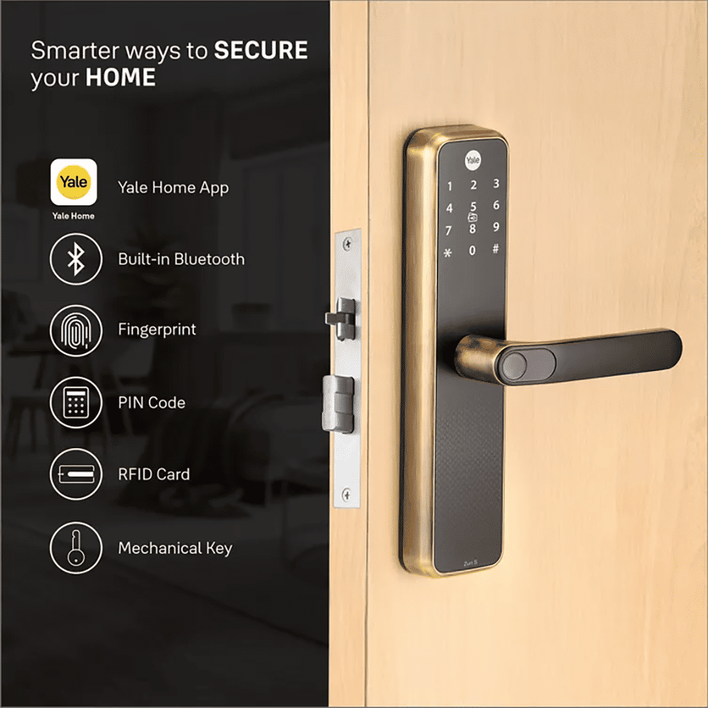 Yale Zuri S Digital Lock (Fingerprint, PIN, RFID & Manual Key Access, Antique Bronze)_5