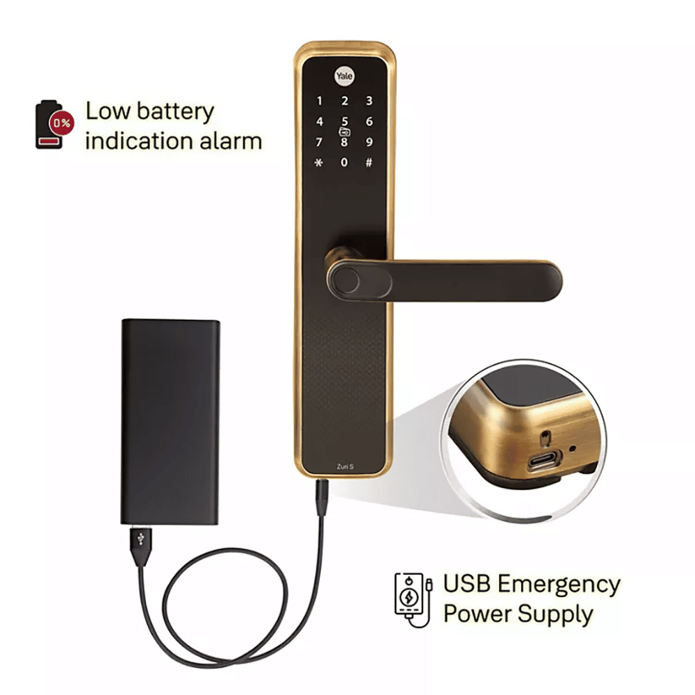 Yale Zuri S Digital Lock (Fingerprint, PIN, RFID & Manual Key Access, Antique Bronze)_6