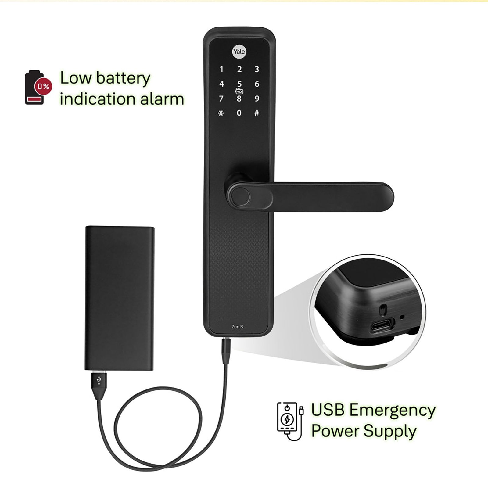 Yale Zuri S Digital Lock (Fingerprint, PIN, RFID & Manual Key Access, Black)_9