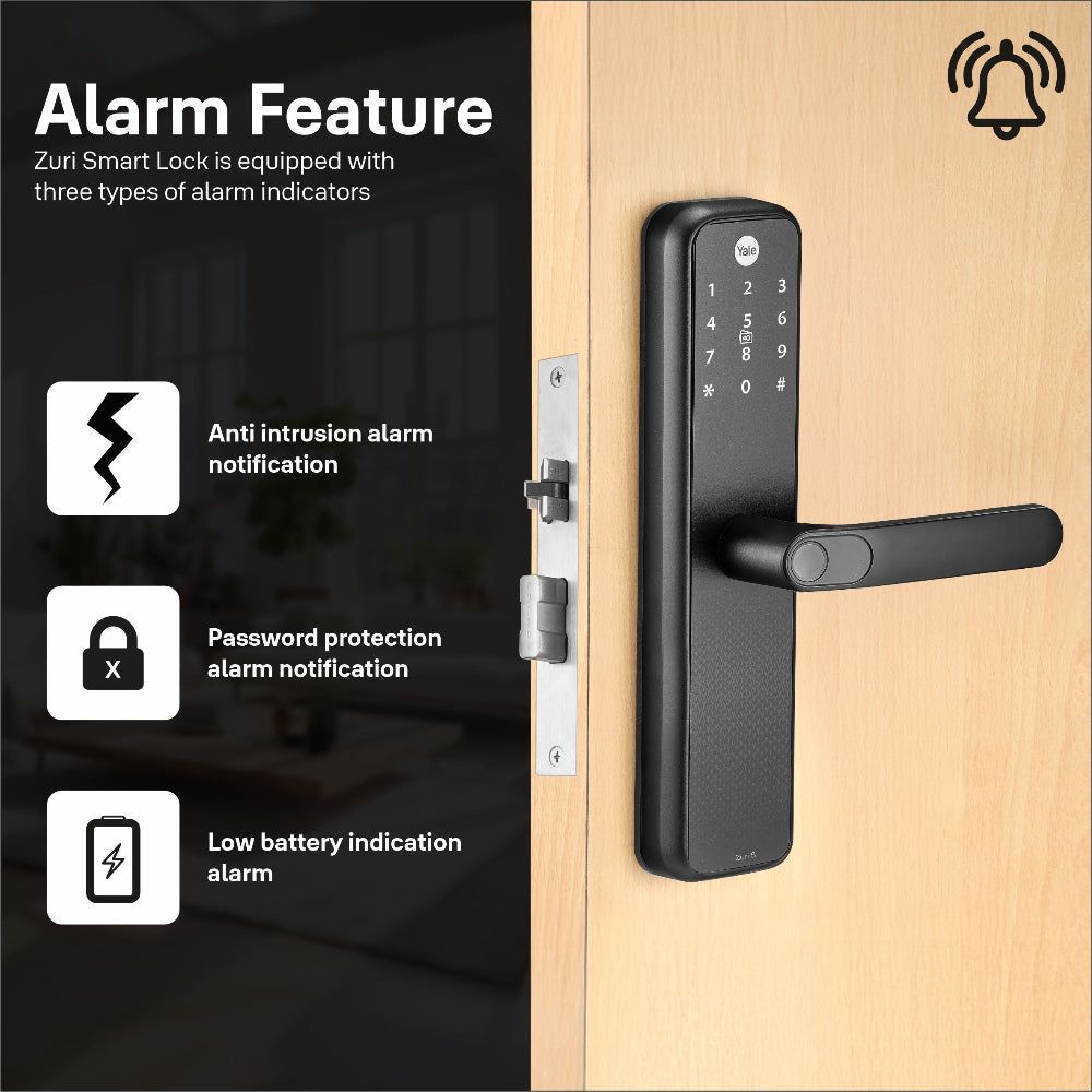 Yale Zuri S Digital Lock (Fingerprint, PIN, RFID & Manual Key Access, Black)_3