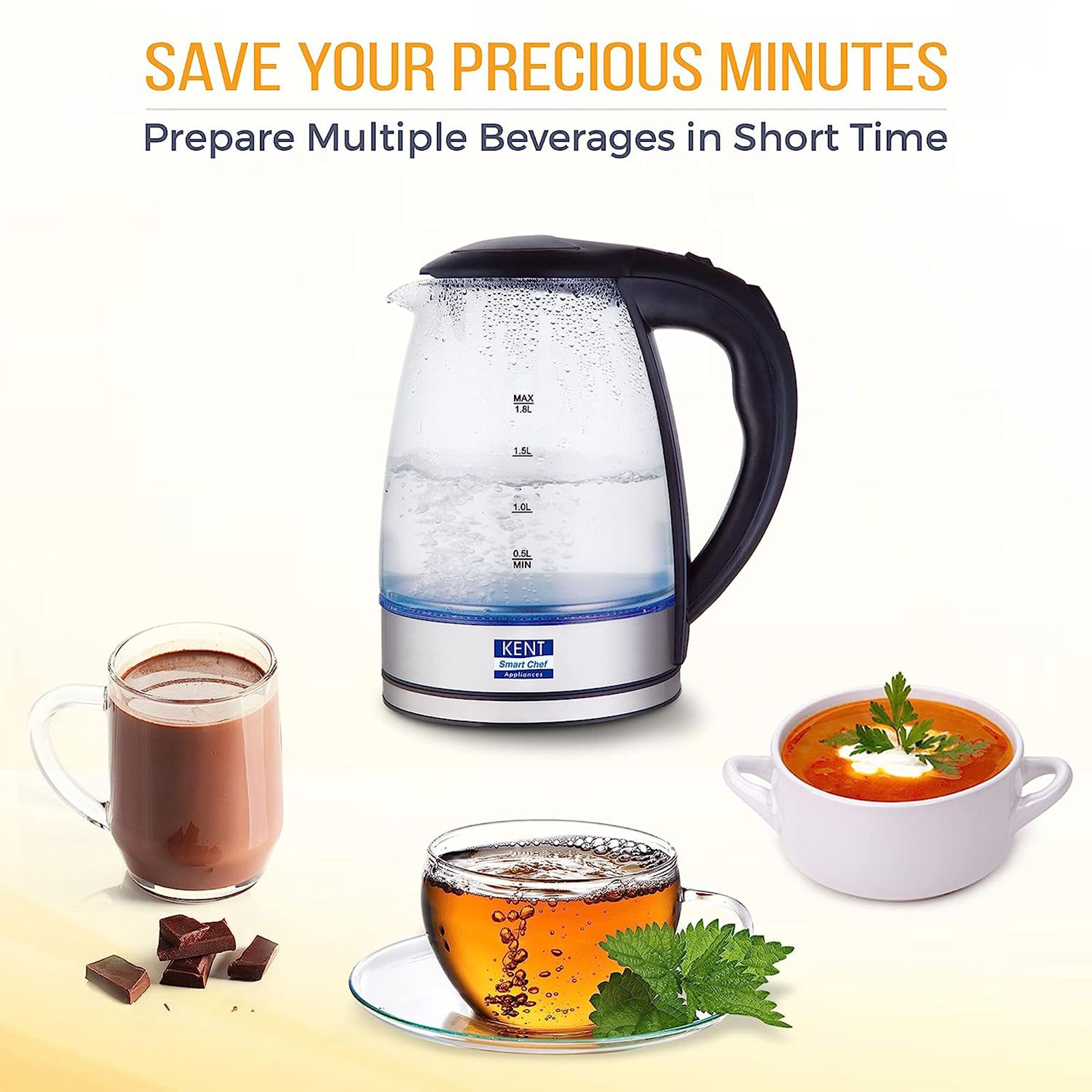 KENT Elegant 2000 Watt 1.8 Litre Electric Kettle with 360 Degree Rotation Base (Transparent) KENT Elegant 2000 Watt 1.8 Litre Electric Kettle with 360 Degree Rotation Base (Transparent)_10