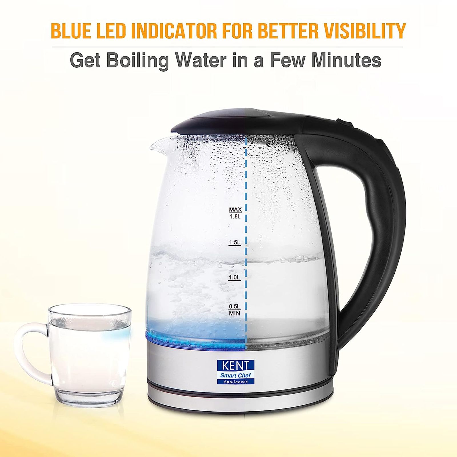 KENT Elegant 2000 Watt 1.8 Litre Electric Kettle with 360 Degree Rotation Base (Transparent) KENT Elegant 2000 Watt 1.8 Litre Electric Kettle with 360 Degree Rotation Base (Transparent)_13