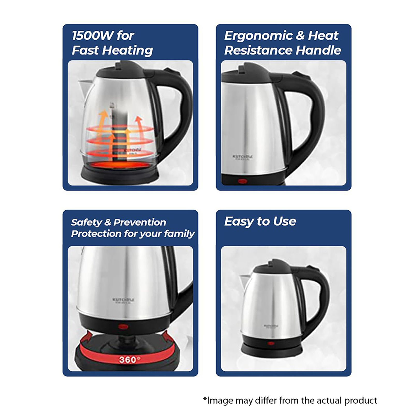 Kutchina Eva 1500 Watt 1.5 Litre Electric Kettle with Auto Shut Off (Silver)_12