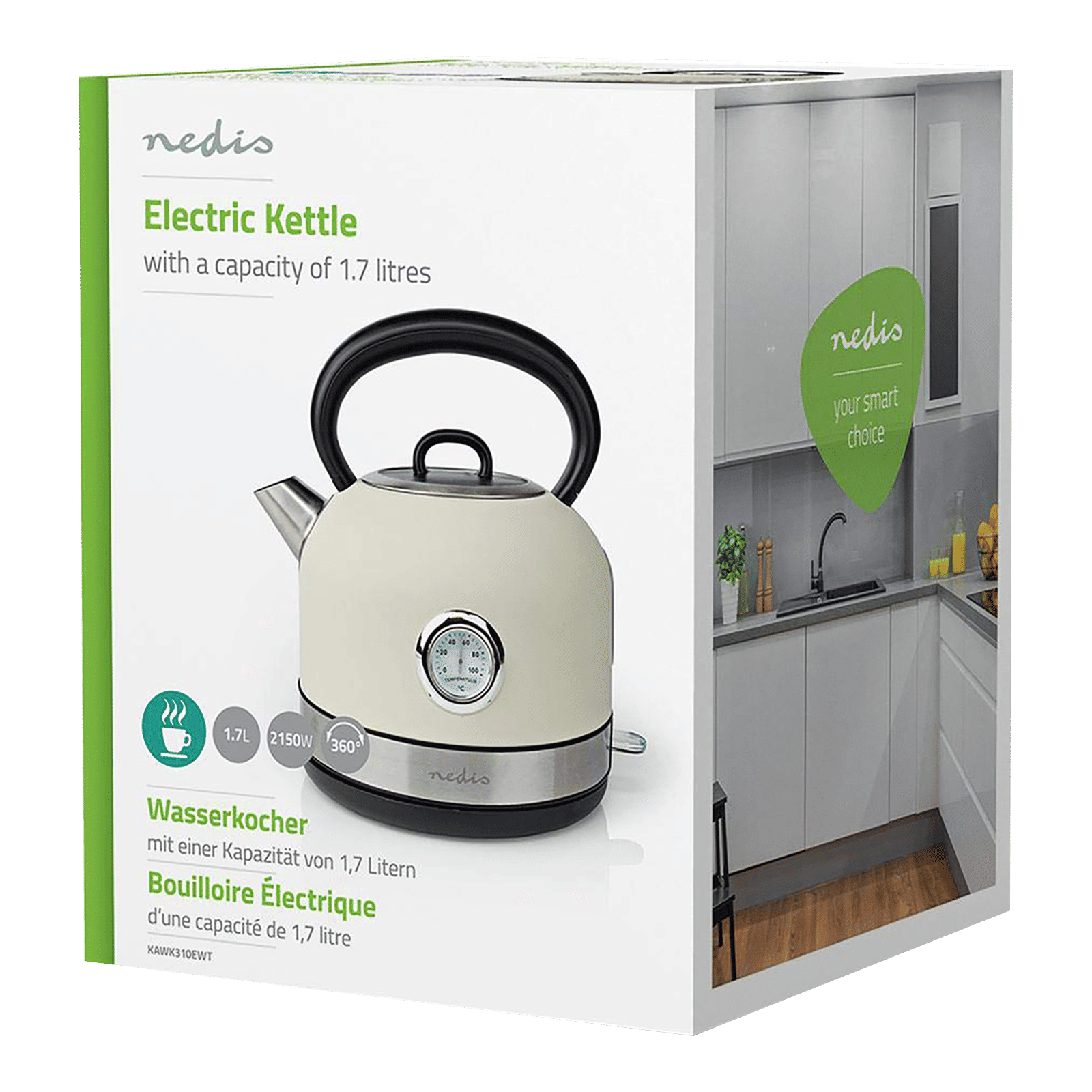 nedis KAWK310EWT 2150 Watt 1.7 Litre Electric Kettle with Water Level Indicator (White) nedis KAWK310EWT 2150 Watt 1.7 Litre Electric Kettle with Water Level Indicator (White)_6