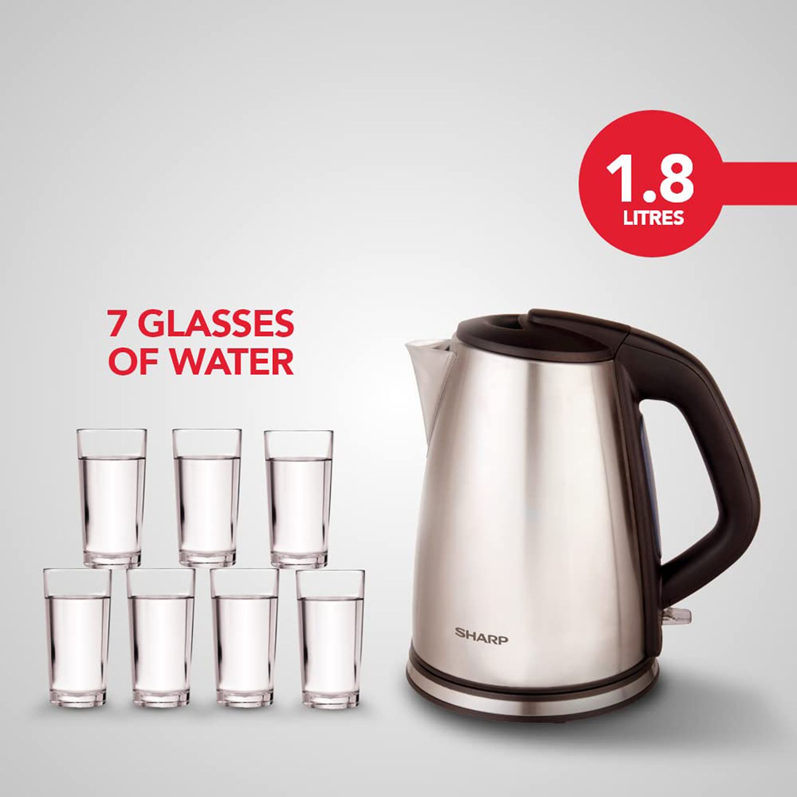 SHARP EKJ-18WN-S 2200 Watt 1.8 Litre Electric Kettle with Auto Shut Off (Silver)_12