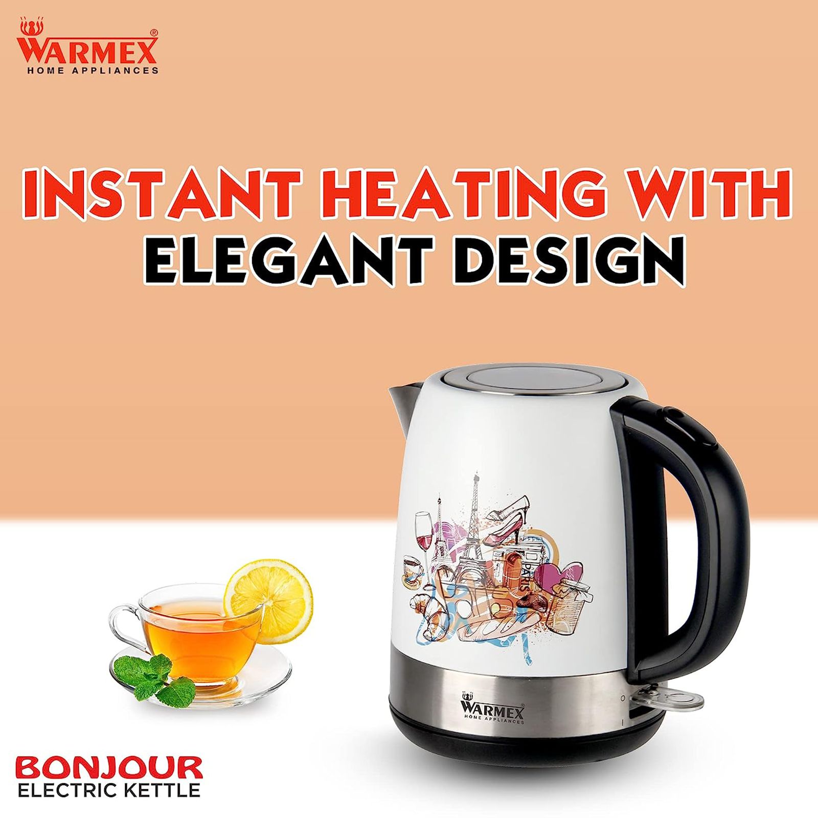 WARMEX Bonjour 2000 Watt 1.2 Litre Electric Kettle with Auto Shut Off (White) WARMEX Bonjour 2000 Watt 1.2 Litre Electric Kettle with Auto Shut Off (White)_12