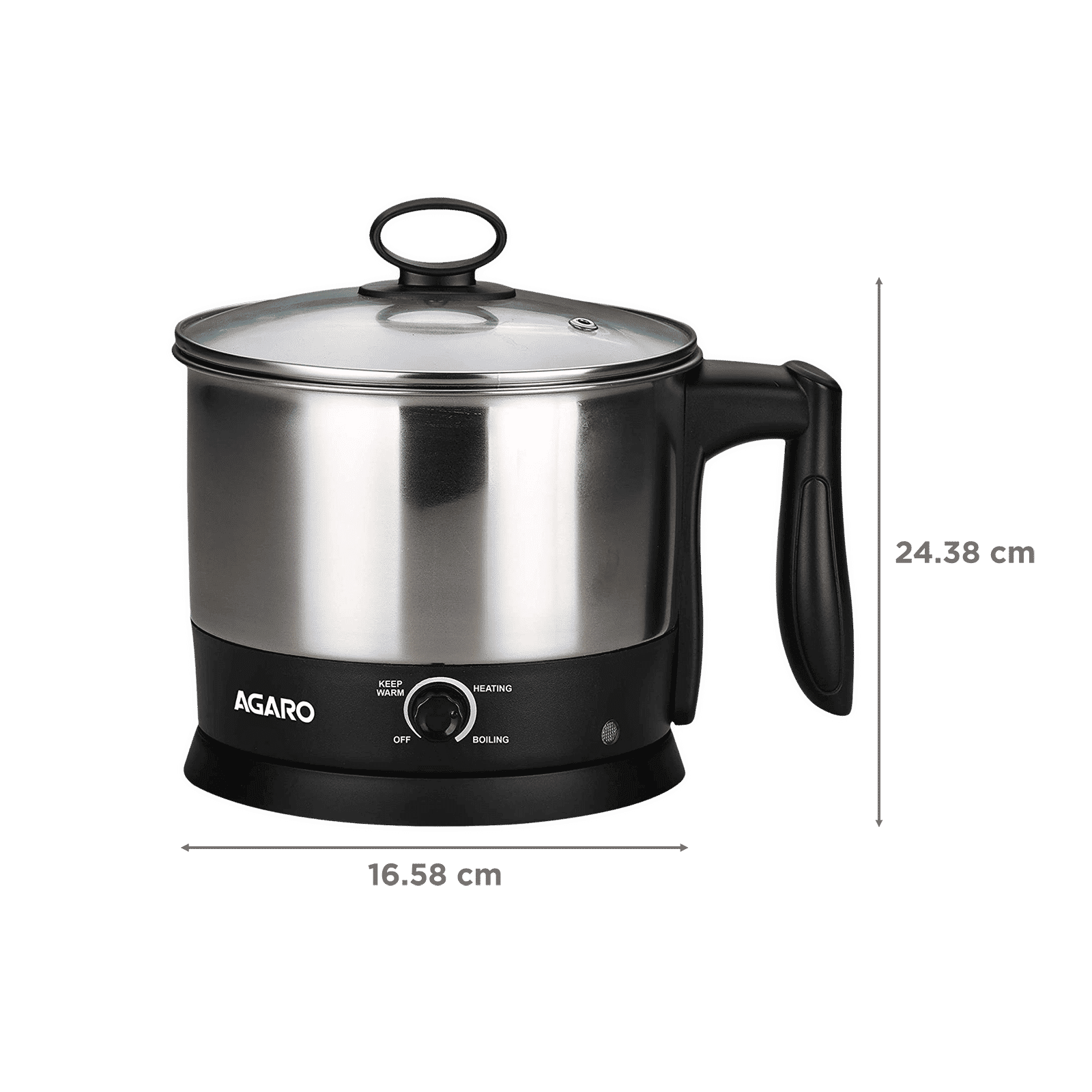 AGARO Esteem 600 Watt 1.2 Litre Multi Cook Electric Kettle with Rapid Boil Technology (Silver/Black) AGARO Esteem 600 Watt 1.2 Litre Multi Cook Electric Kettle with Rapid Boil Technology (Silver/Black)_2