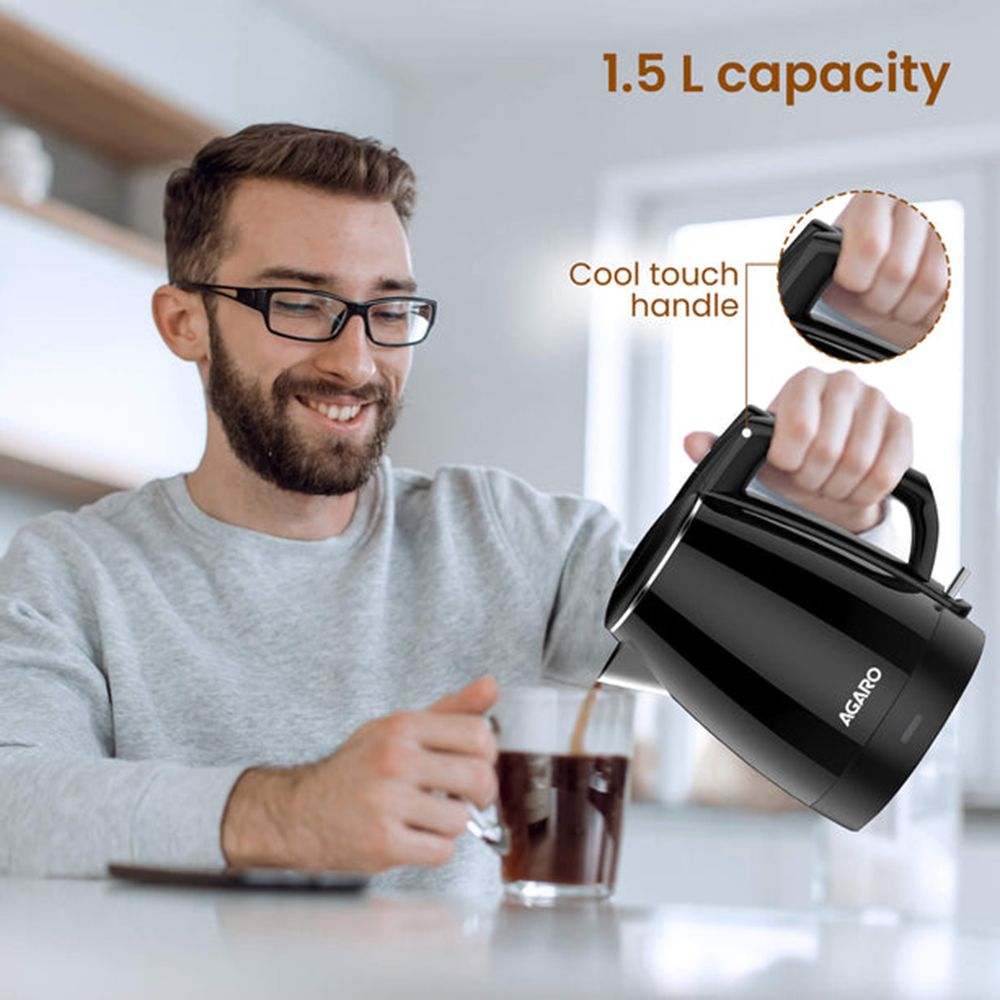 AGARO Royal 1500 Watt 1.5 Litre Electric Kettle with Auto Shut Off (Black)_6