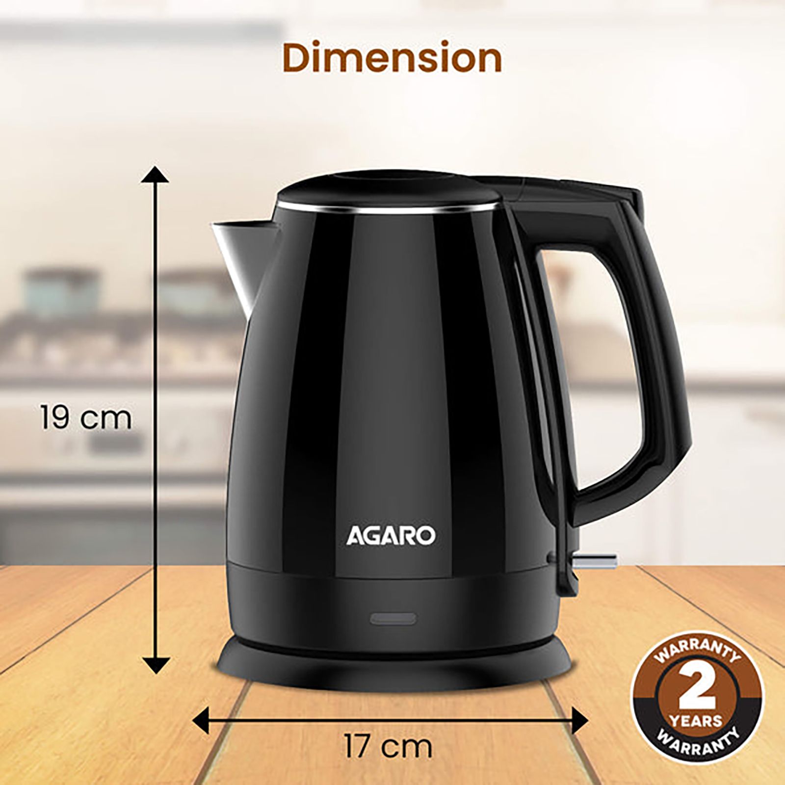 AGARO Royal 1500 Watt 1.5 Litre Electric Kettle with Auto Shut Off (Black)_9