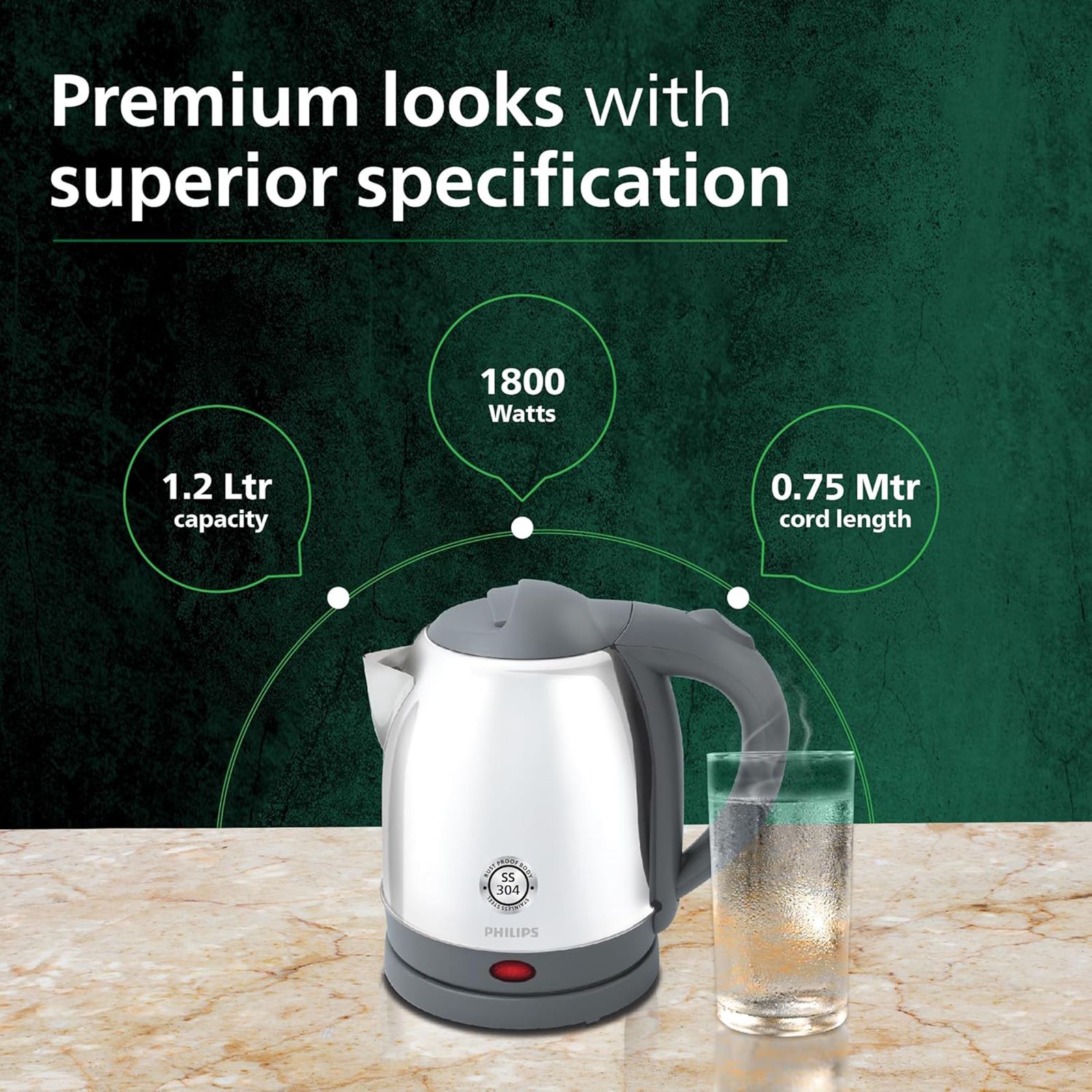 PHILIPS HD9363/02 1300 Watt 1.2 Litre Electric Kettle with Triple Safe Auto Cut Off (Grey) PHILIPS HD9363/02 1300 Watt 1.2 Litre Electric Kettle with Triple Safe Auto Cut Off (Grey)_8