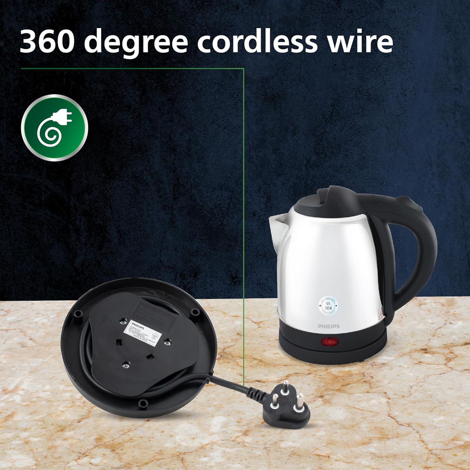 PHILIPS HD9373/00 1500 Watt 1.5 Litre Electric Kettle with Concealed Heating Element (Black)_5