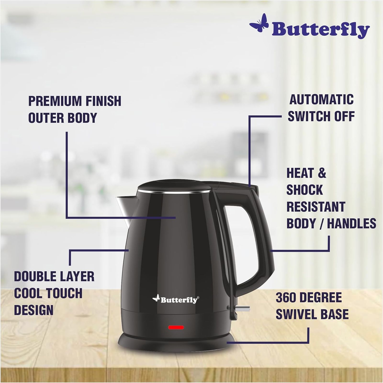 Butterfly Magnum 1500 Watt 1.5 Litre Electric Kettle with Cool Touch Outer Body (Black)_4