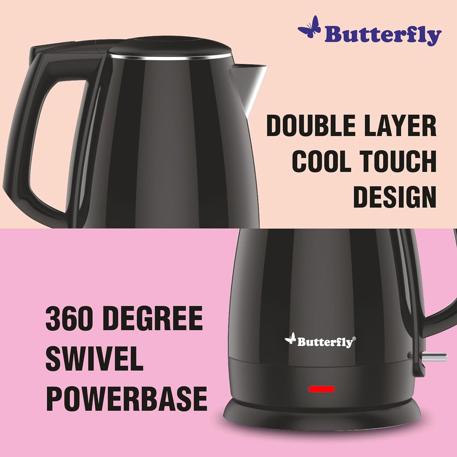 Butterfly Magnum 1500 Watt 1.5 Litre Electric Kettle with Cool Touch Outer Body (Black)_5