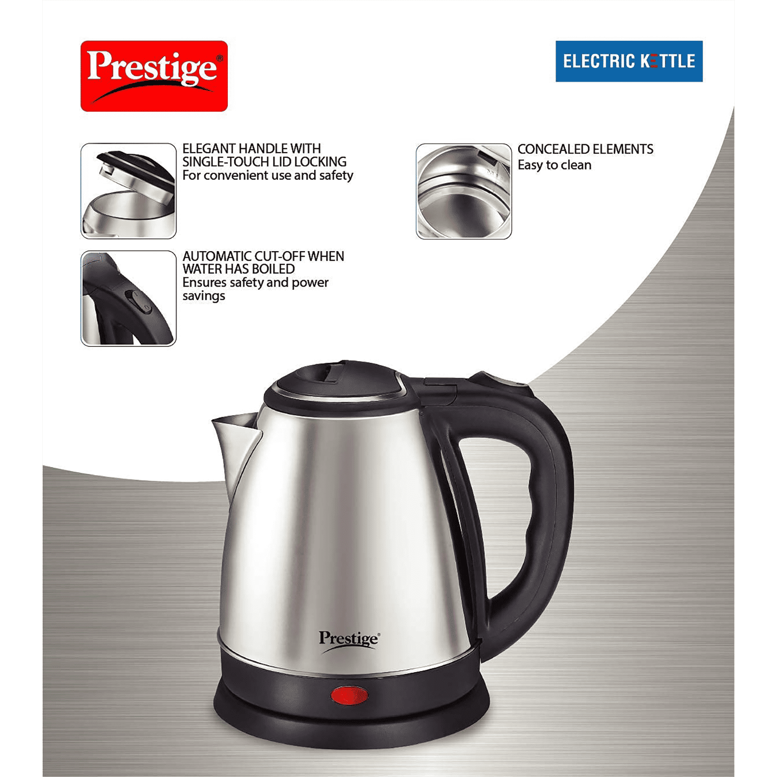Prestige PKOSS 1500 Watt 1.5 Litre Electric Kettle with 360 Degree Swivel (Silver) Prestige PKOSS 1500 Watt 1.5 Litre Electric Kettle with 360 Degree Swivel (Silver)_15
