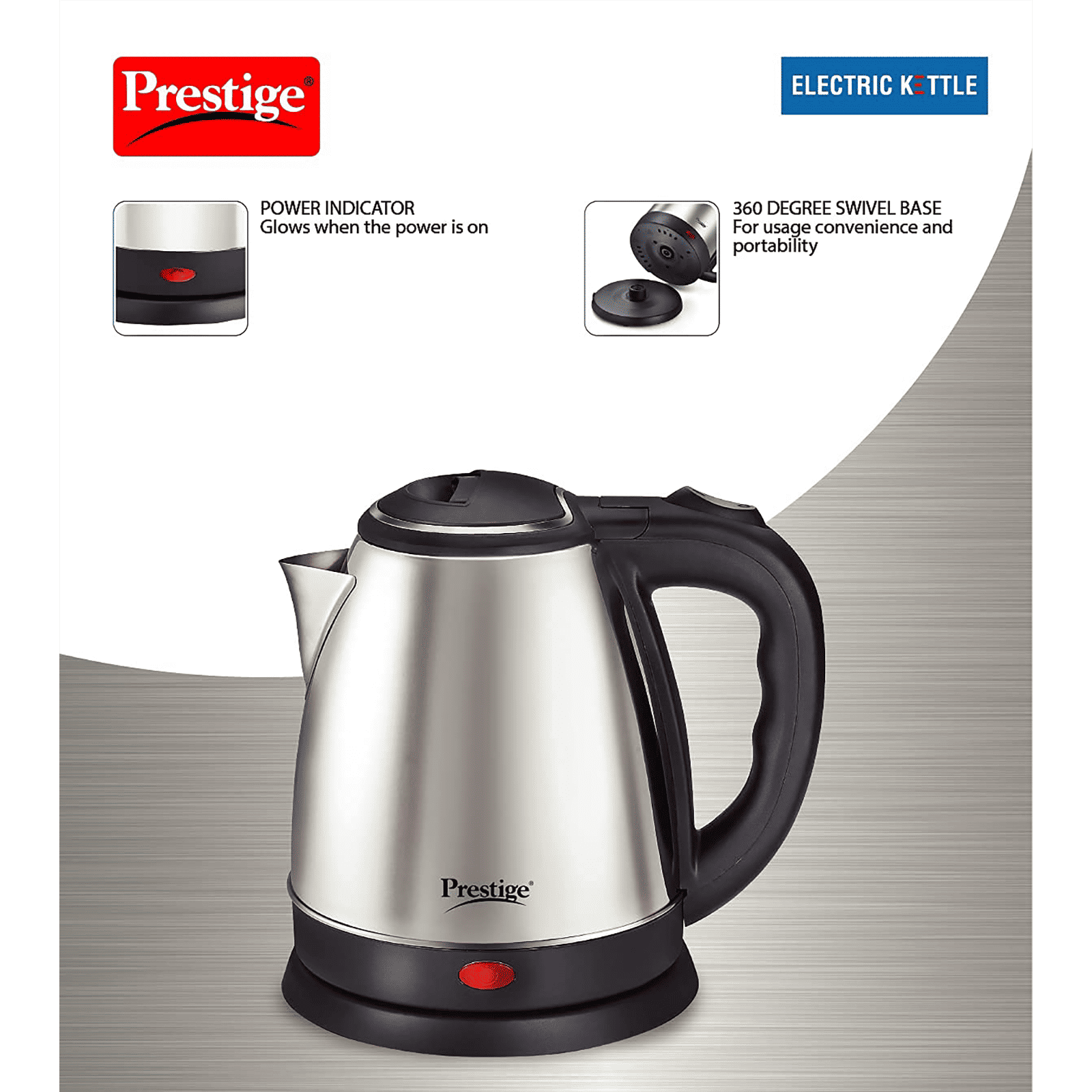 Prestige PKOSS 1500 Watt 1.5 Litre Electric Kettle with 360 Degree Swivel (Silver) Prestige PKOSS 1500 Watt 1.5 Litre Electric Kettle with 360 Degree Swivel (Silver)_16