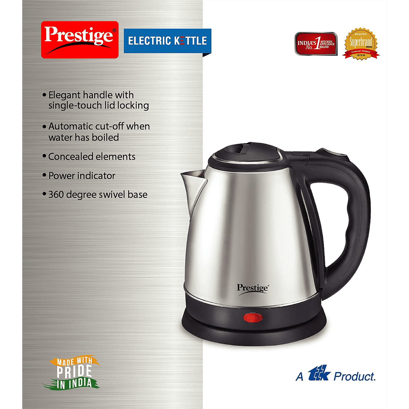 Prestige PKOSS 1500 Watt 1.5 Litre Electric Kettle with 360 Degree Swivel (Silver) Prestige PKOSS 1500 Watt 1.5 Litre Electric Kettle with 360 Degree Swivel (Silver)_4