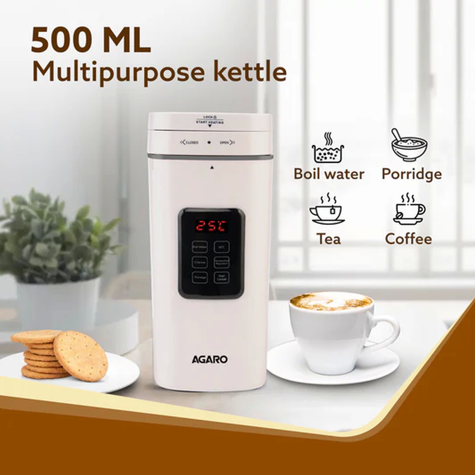 AGARO Delite 0.5 Litre Electric Kettle with Adjustable Temperature Settings (White) AGARO Delite 0.5 Litre Electric Kettle with Adjustable Temperature Settings (White)_9