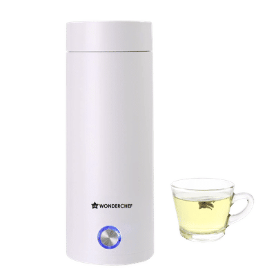 WONDERCHEF Crescent 0.4 Litre Electric Kettle with High-Quality Stainless Steel Interior (White)