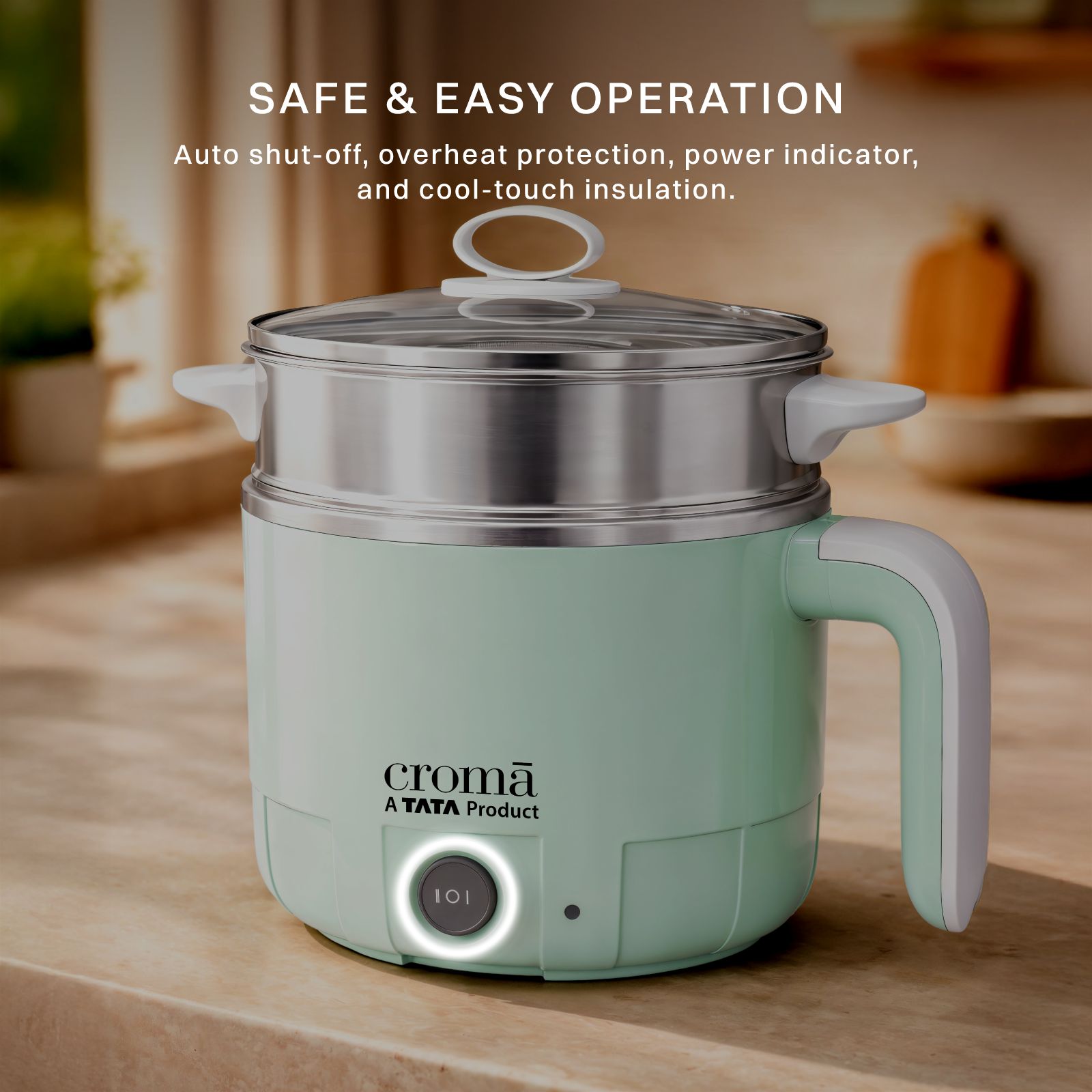 Croma AK5802 650 Watt 1.2 Litre Multi Cook Kettle with Auto Shut-Off (Green) Croma AK5802 650 Watt 1.2 Litre Multi Cook Kettle with Auto Shut-Off (Green)_6