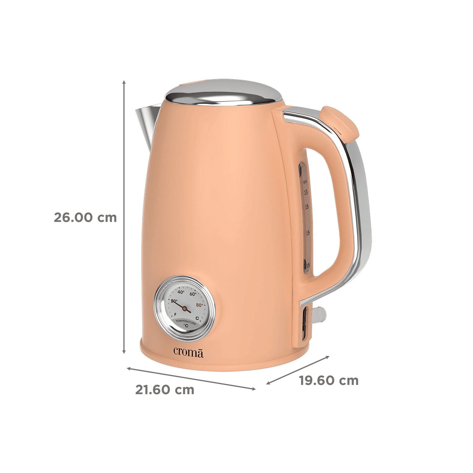 Croma AK5805 1950 Watt 1.7 Litre Electric Kettle with Boil Dry Protection (Peach)_2