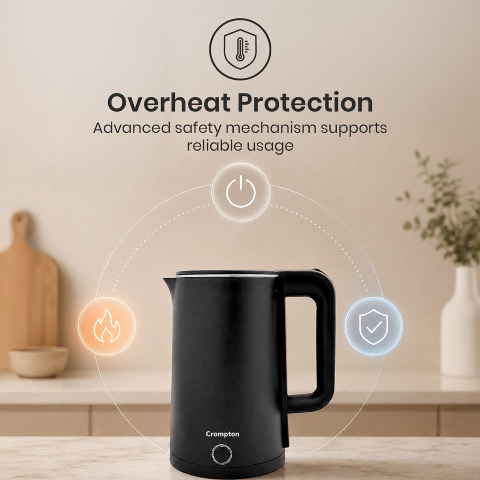 Crompton Activhot 1350 Watt 1.8 Litre Electric Kettle with Cool Touch Outer Body (Black) Crompton Activhot 1350 Watt 1.8 Litre Electric Kettle with Cool Touch Outer Body (Black)_8