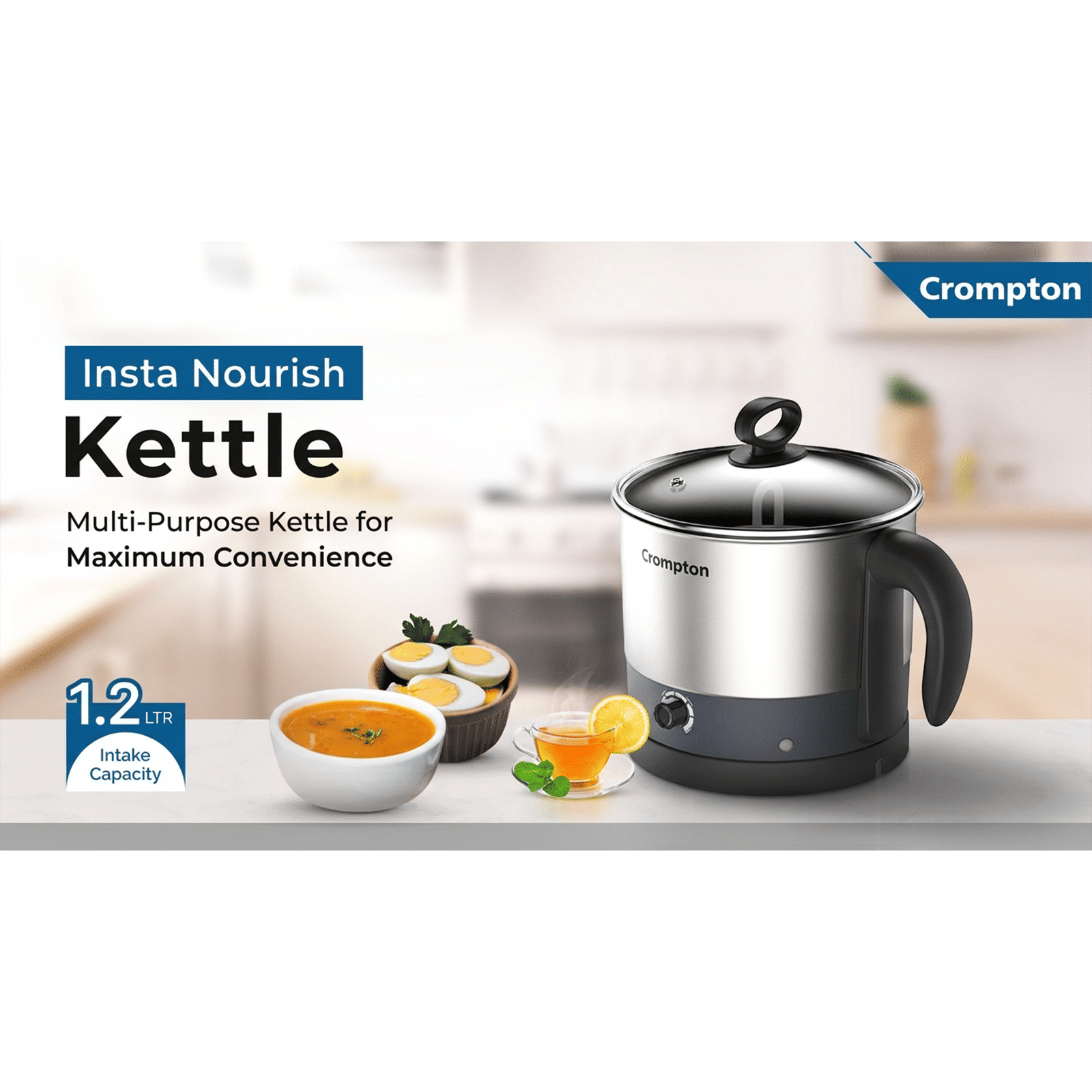 Crompton Instanourish 600 Watt 1.2 Litre Electric Kettle with Temperature Control Knob (Silver) Crompton Instanourish 600 Watt 1.2 Litre Electric Kettle with Temperature Control Knob (Silver)_6