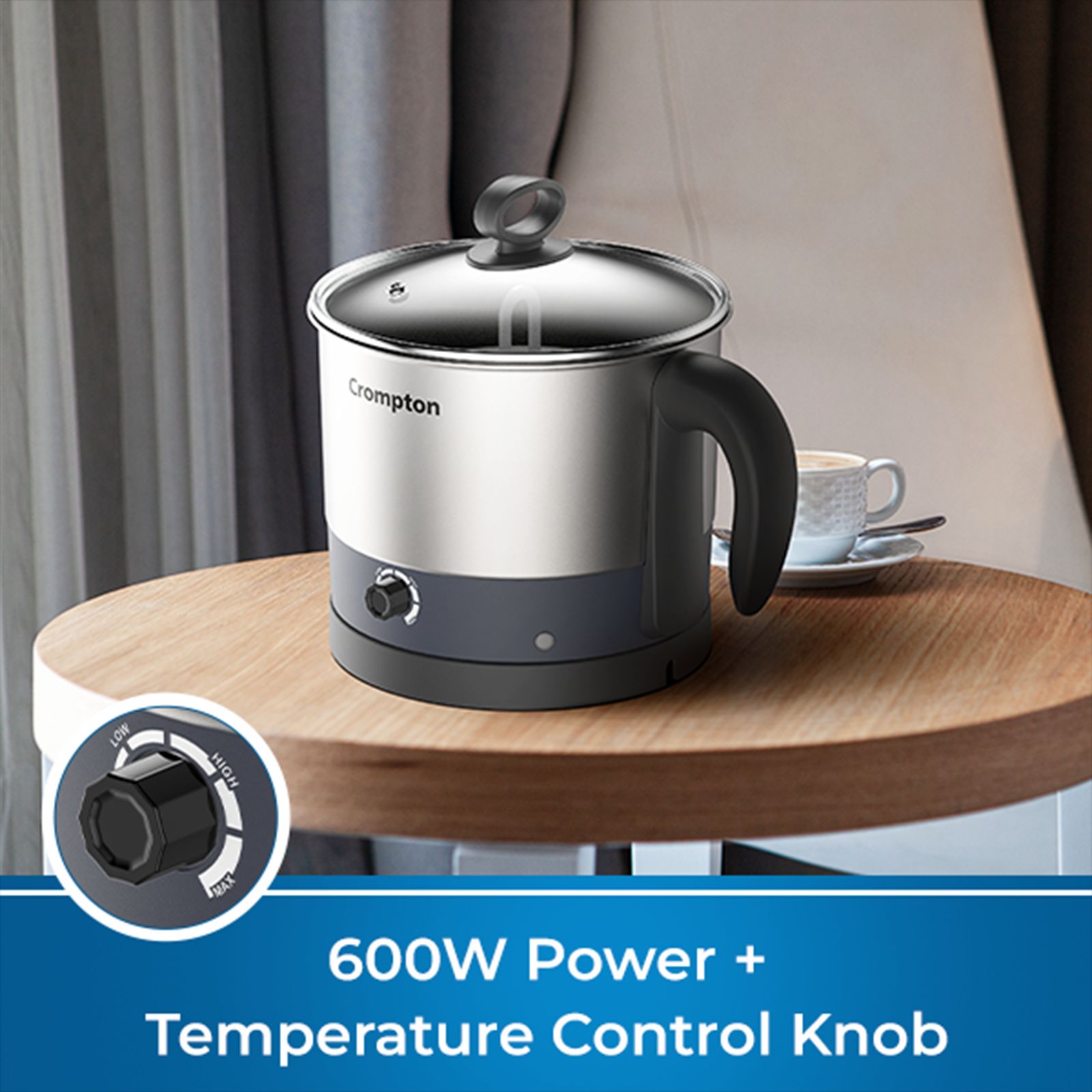Crompton Instanourish 600 Watt 1.2 Litre Electric Kettle with Temperature Control Knob (Silver) Crompton Instanourish 600 Watt 1.2 Litre Electric Kettle with Temperature Control Knob (Silver)_7