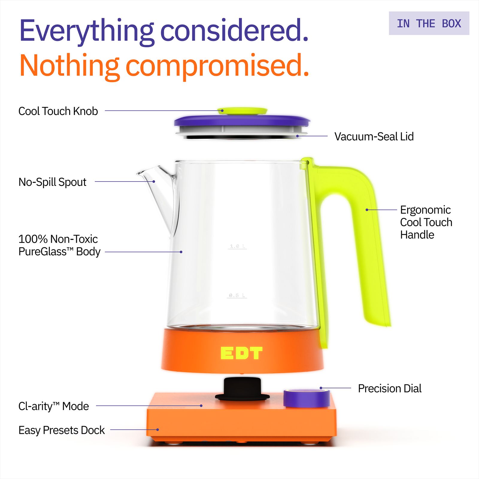 EDT Flow 700 Watt 1 Litre Electric Kettle with Precision Temperature Control (Rubik)_2