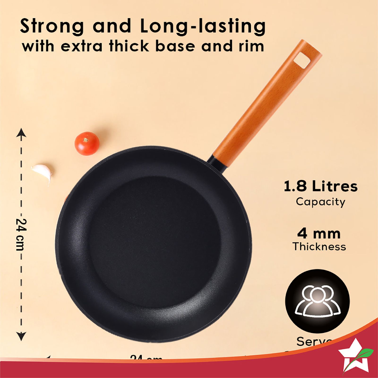 WONDERCHEF Caesar Pan For Stoves and Cooktops (Pure Grade Aluminium, 60018304, Black)_11