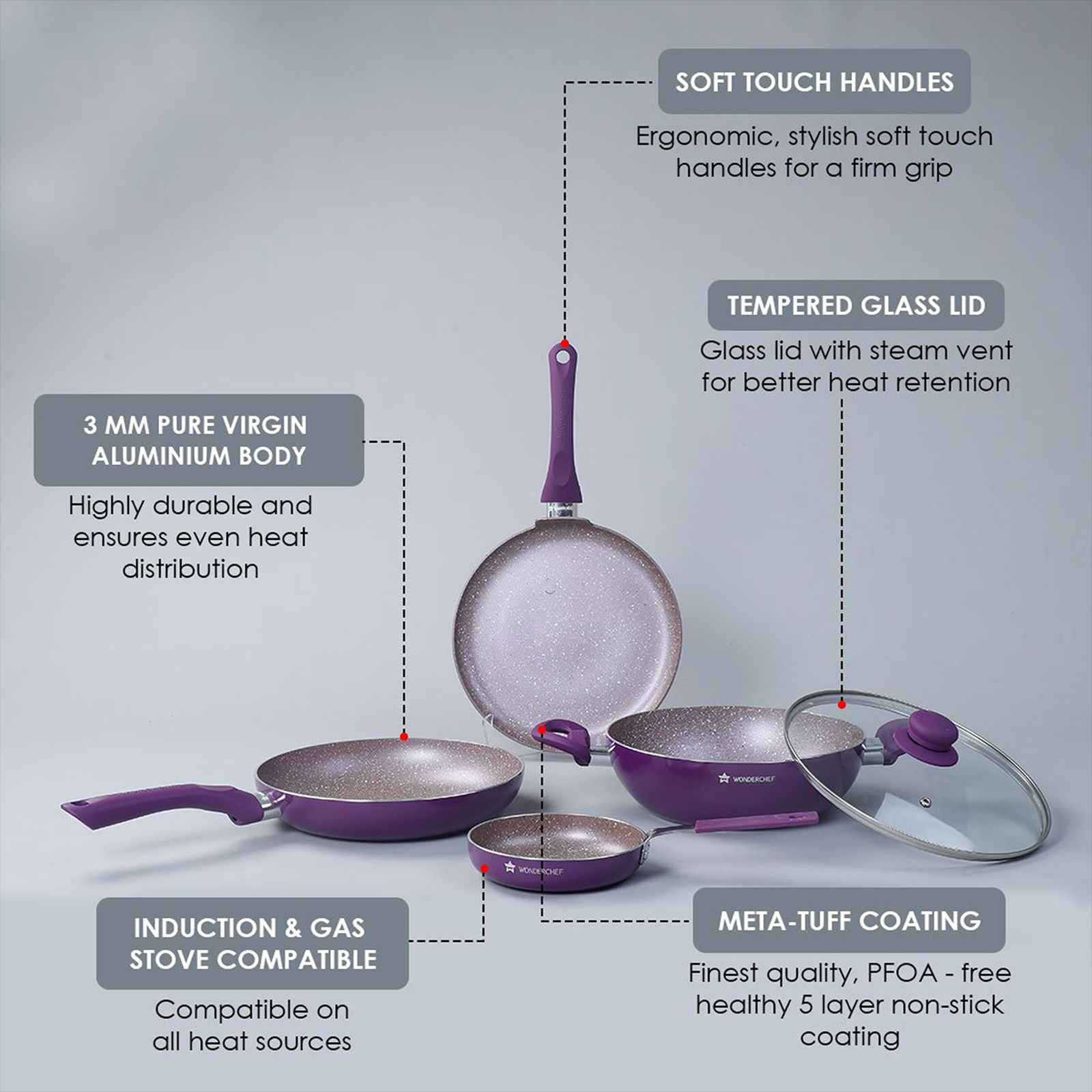 WONDERCHEF Royal Cooking Utensils (Non-stick Coating, 60018331, Purple)_12