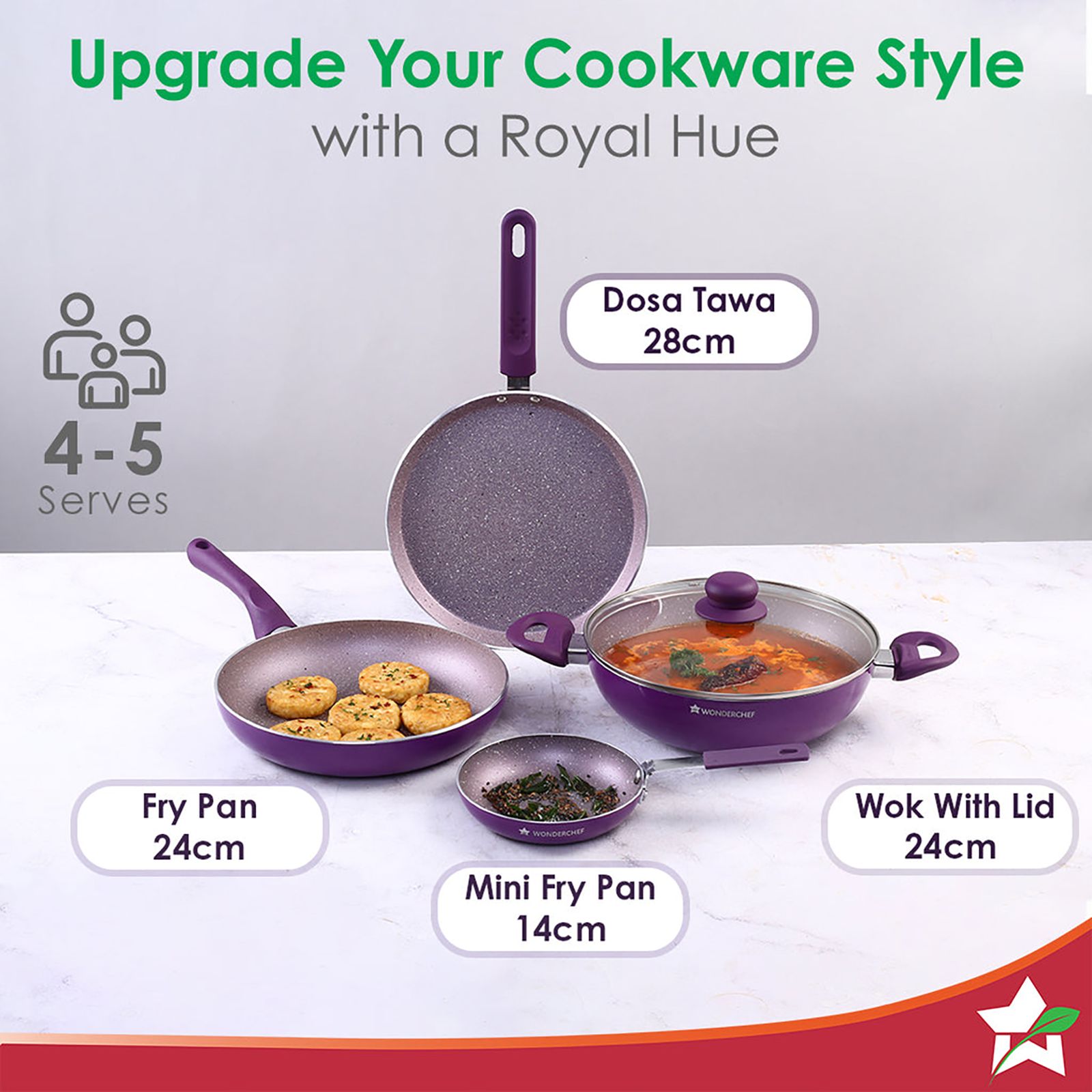 WONDERCHEF Royal Cooking Utensils (Non-stick Coating, 60018331, Purple)_15