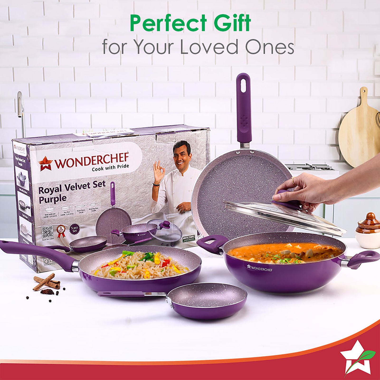 WONDERCHEF Royal Cooking Utensils (Non-stick Coating, 60018331, Purple)_16