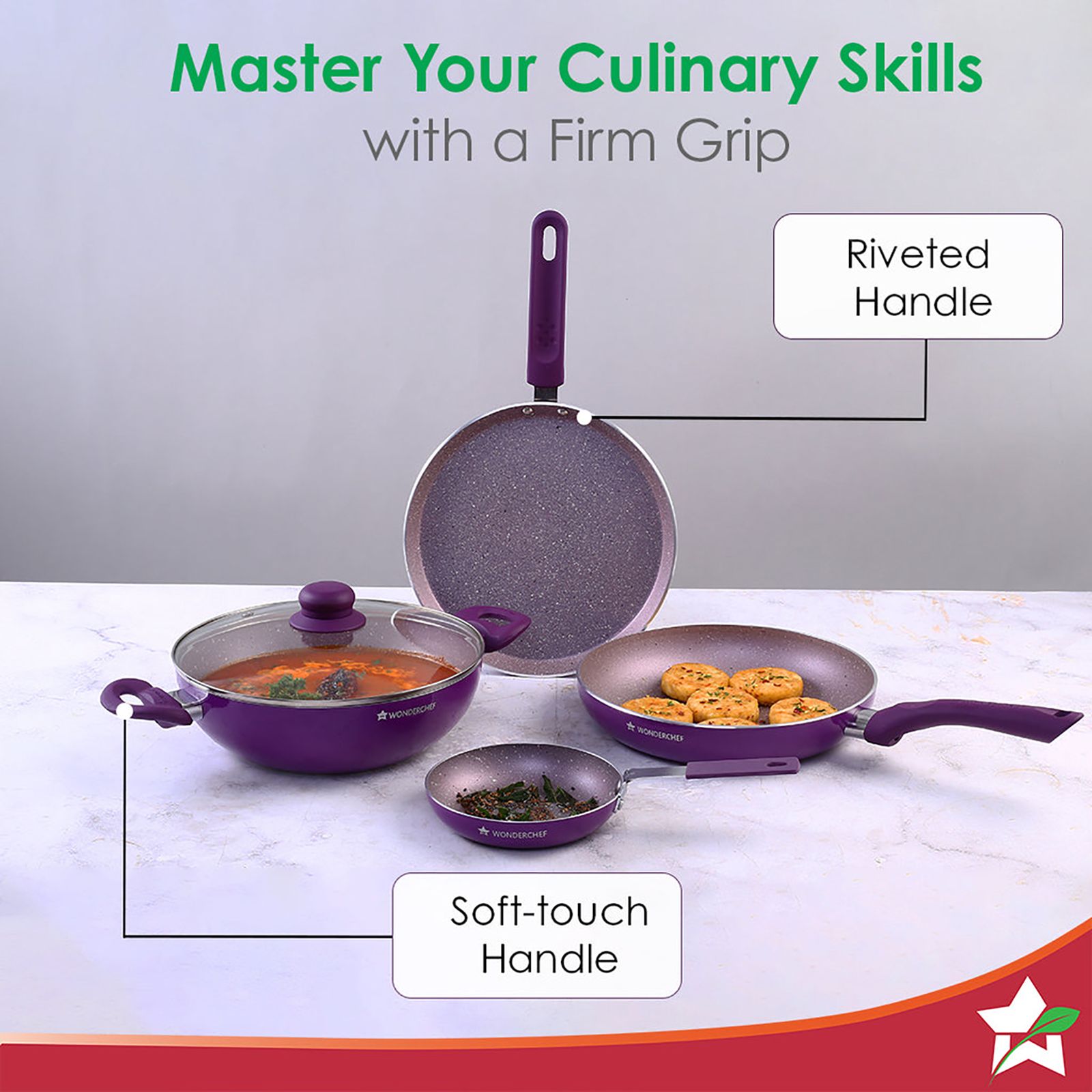 WONDERCHEF Royal Cooking Utensils (Non-stick Coating, 60018331, Purple)_17