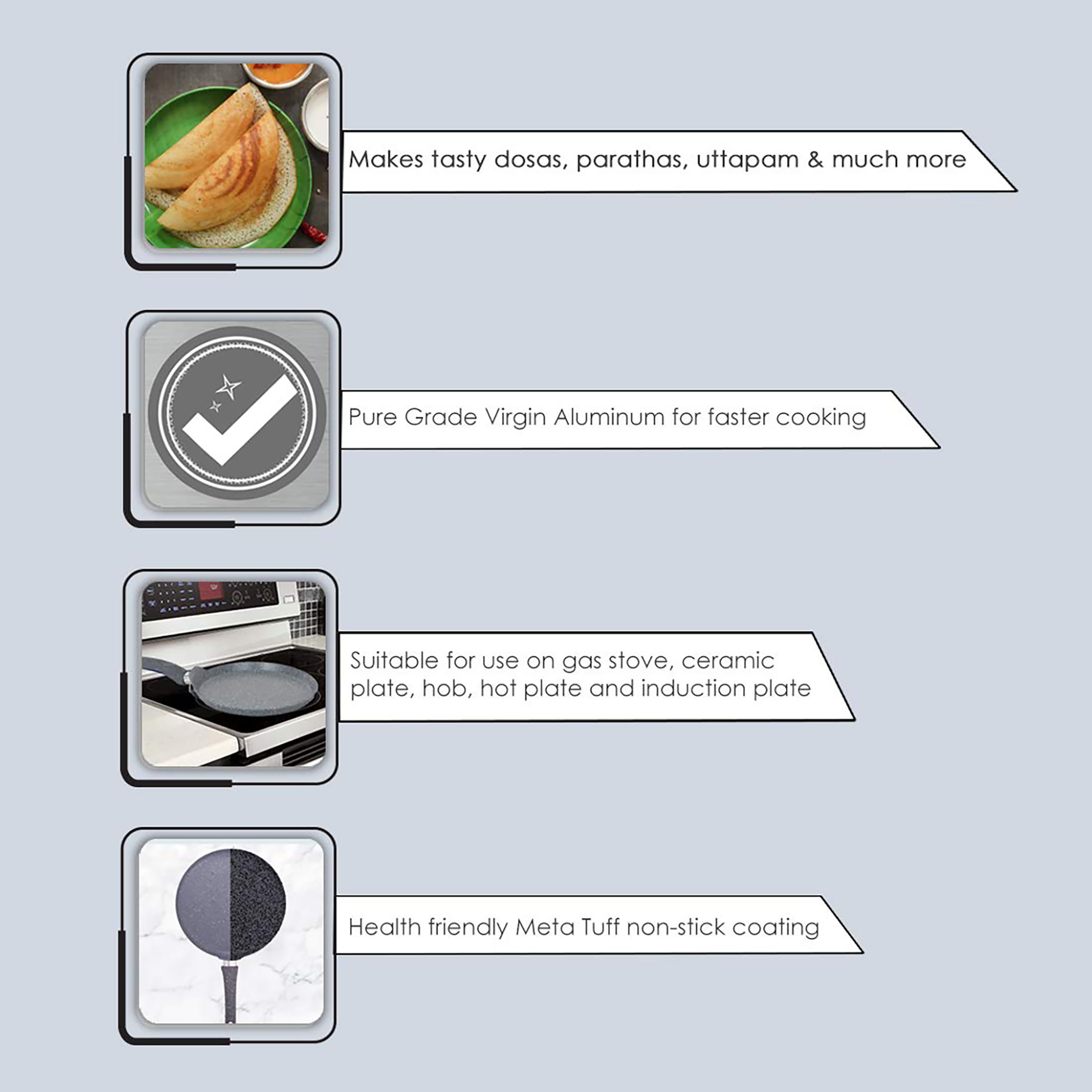 WONDERCHEF Granite 28cm Non Stick Aluminium Dosa Tawa (Induction Compatible, Even Heat Distribution, Grey) WONDERCHEF Granite 28cm Non Stick Aluminium Dosa Tawa (Induction Compatible, Even Heat Distribution, Grey)_14