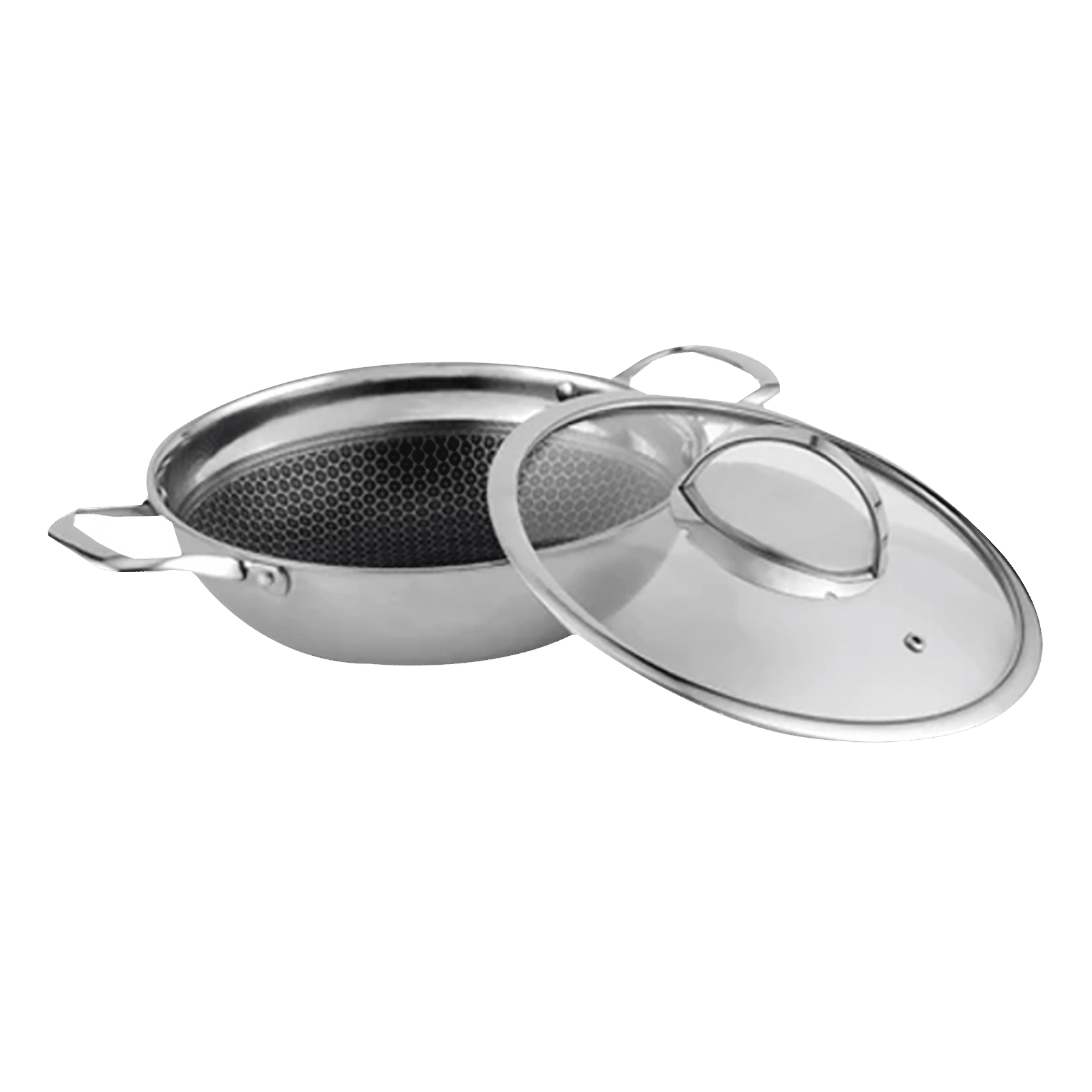 WONDERCHEF Stanton Kadhai with Lid (304 Stainless Steel Body, 63152778, Silver) WONDERCHEF Stanton Kadhai with Lid (304 Stainless Steel Body, 63152778, Silver)_1