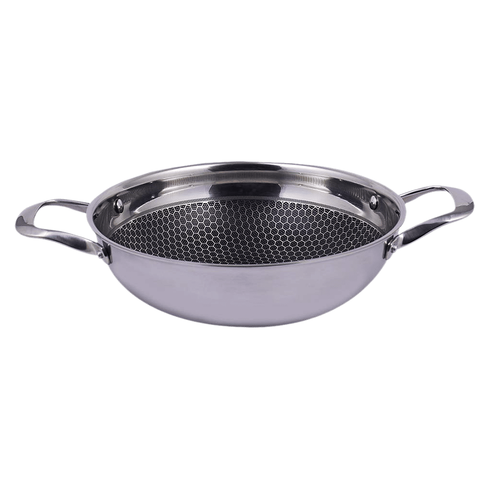 WONDERCHEF Stanton Kadhai with Lid (304 Stainless Steel Body, 63152778, Silver) WONDERCHEF Stanton Kadhai with Lid (304 Stainless Steel Body, 63152778, Silver)_9