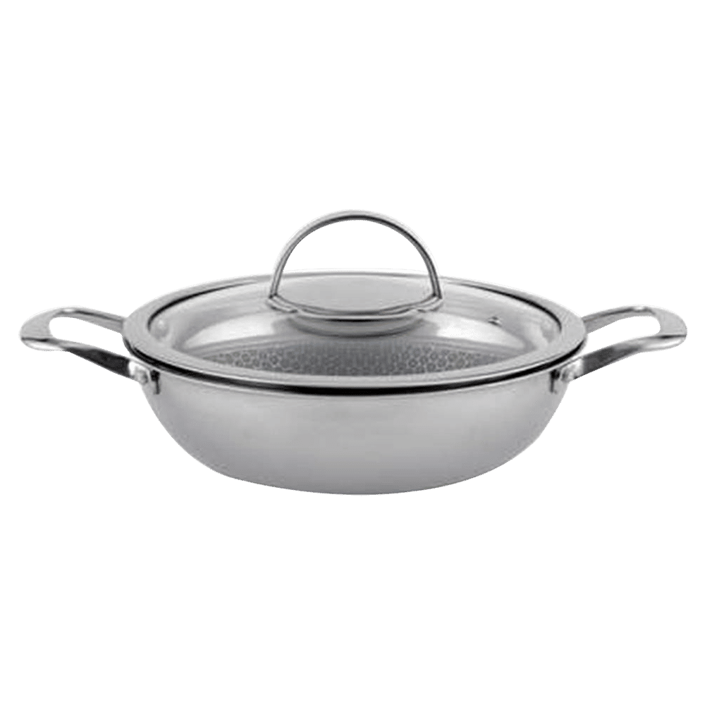 WONDERCHEF Stanton Kadhai with Lid (304 Stainless Steel Body, 63152778, Silver) WONDERCHEF Stanton Kadhai with Lid (304 Stainless Steel Body, 63152778, Silver)_10