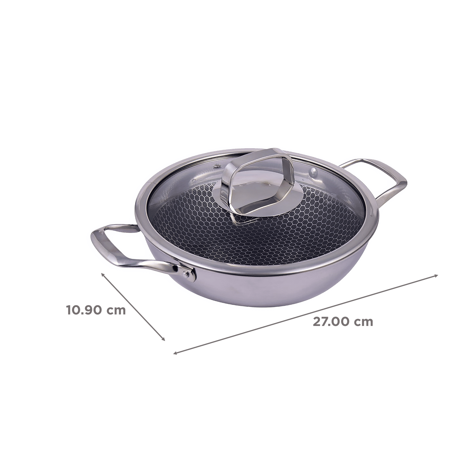 WONDERCHEF Stanton Kadhai with Lid (304 Stainless Steel Body, 63152778, Silver) WONDERCHEF Stanton Kadhai with Lid (304 Stainless Steel Body, 63152778, Silver)_2