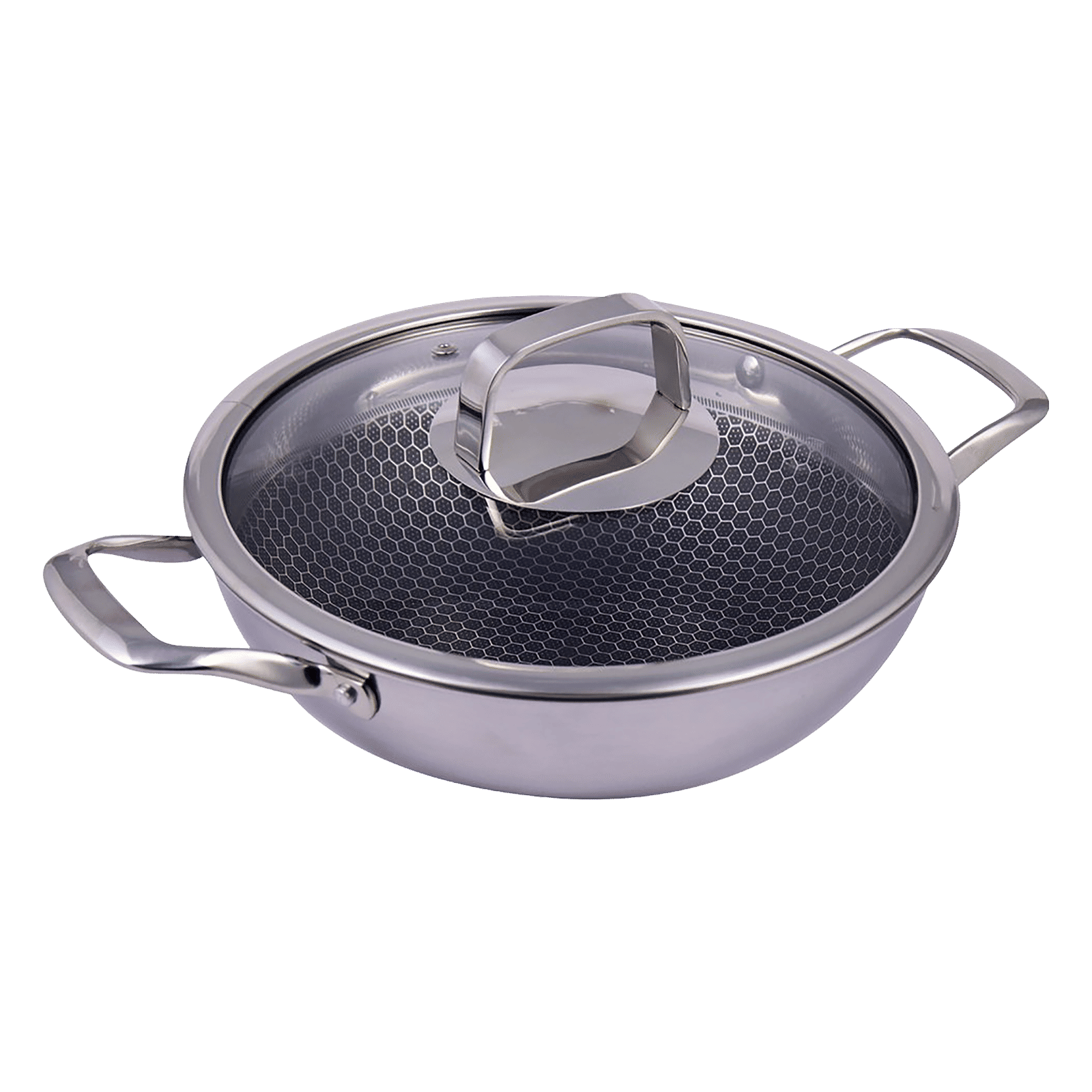 WONDERCHEF Stanton Kadhai with Lid (304 Stainless Steel Body, 63152778, Silver) WONDERCHEF Stanton Kadhai with Lid (304 Stainless Steel Body, 63152778, Silver)_4
