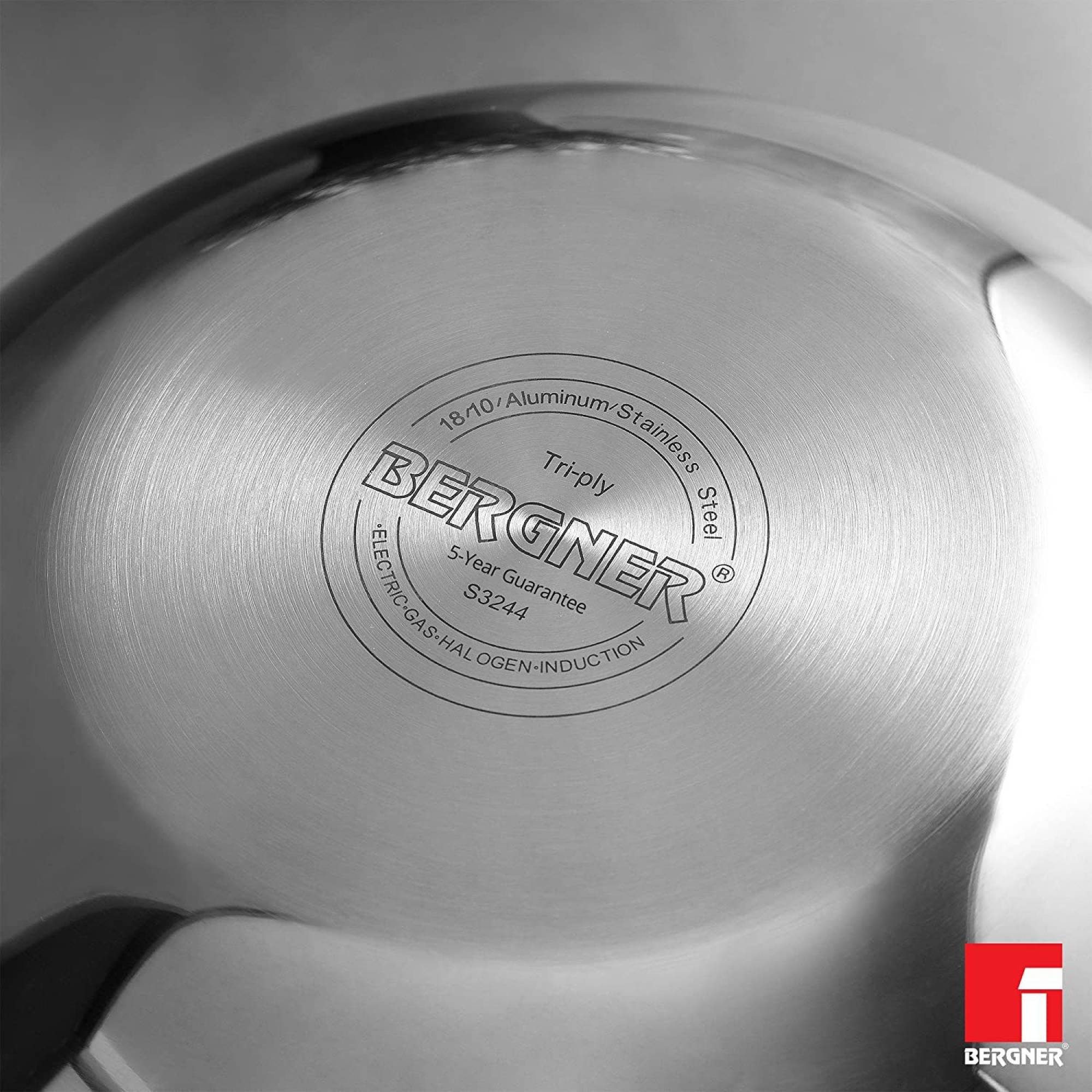 BERGNER Argent 2.5L Non Stick Stainless Steel Kadhai with Stainless Steel Lid (Induction Compatible, Dishwasher Safe, Silver) BERGNER Argent 2.5L Non Stick Stainless Steel Kadhai with Stainless Steel Lid (Induction Compatible, Dishwasher Safe, Silver)_7