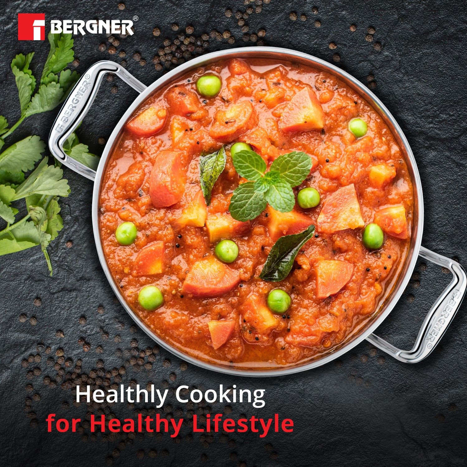 BERGNER Argent 2.5L Non Stick Stainless Steel Kadhai with Stainless Steel Lid (Induction Compatible, Dishwasher Safe, Silver) BERGNER Argent 2.5L Non Stick Stainless Steel Kadhai with Stainless Steel Lid (Induction Compatible, Dishwasher Safe, Silver)_5