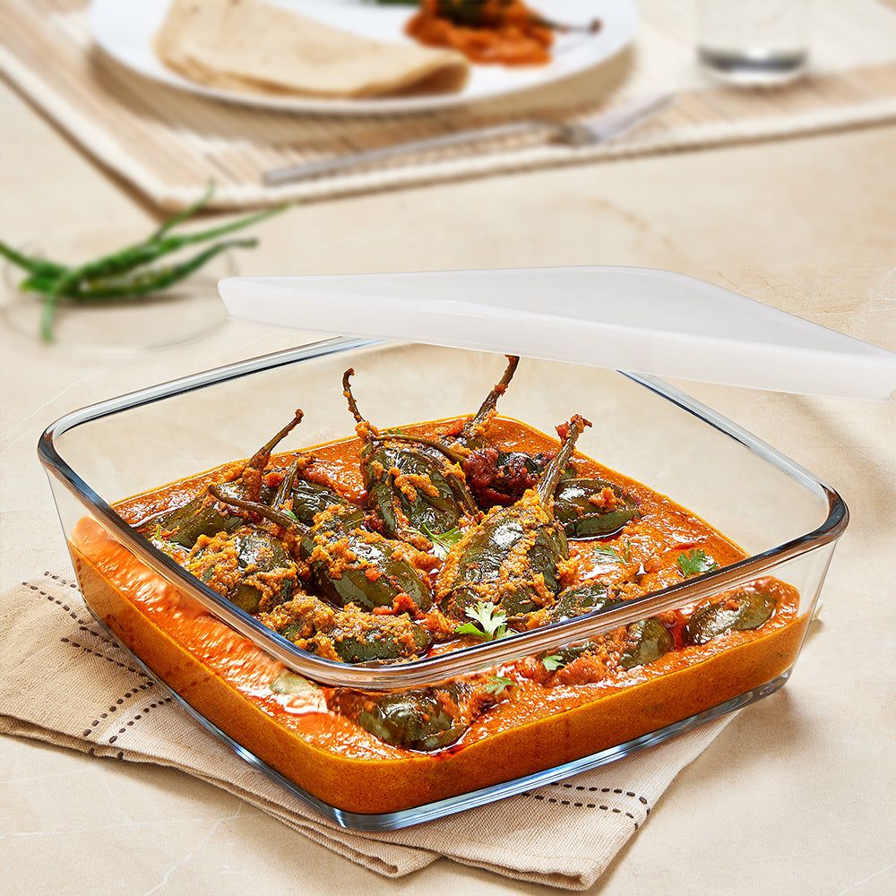 BOROSIL 800ml Borosilicate Glass Square Baking Dish with Lid (Scratch Resistant, Transparent) BOROSIL 800ml Borosilicate Glass Square Baking Dish with Lid (Scratch Resistant, Transparent)_6