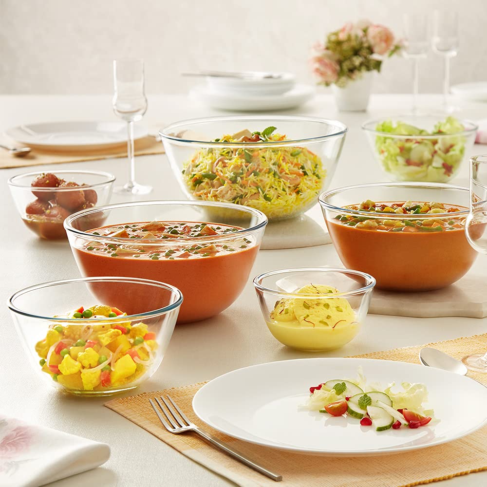 BOROSIL 900ml Borosilicate Glass Mixing & Serving Bowl with White Lid (Scratch Resistant, Transparent)_8