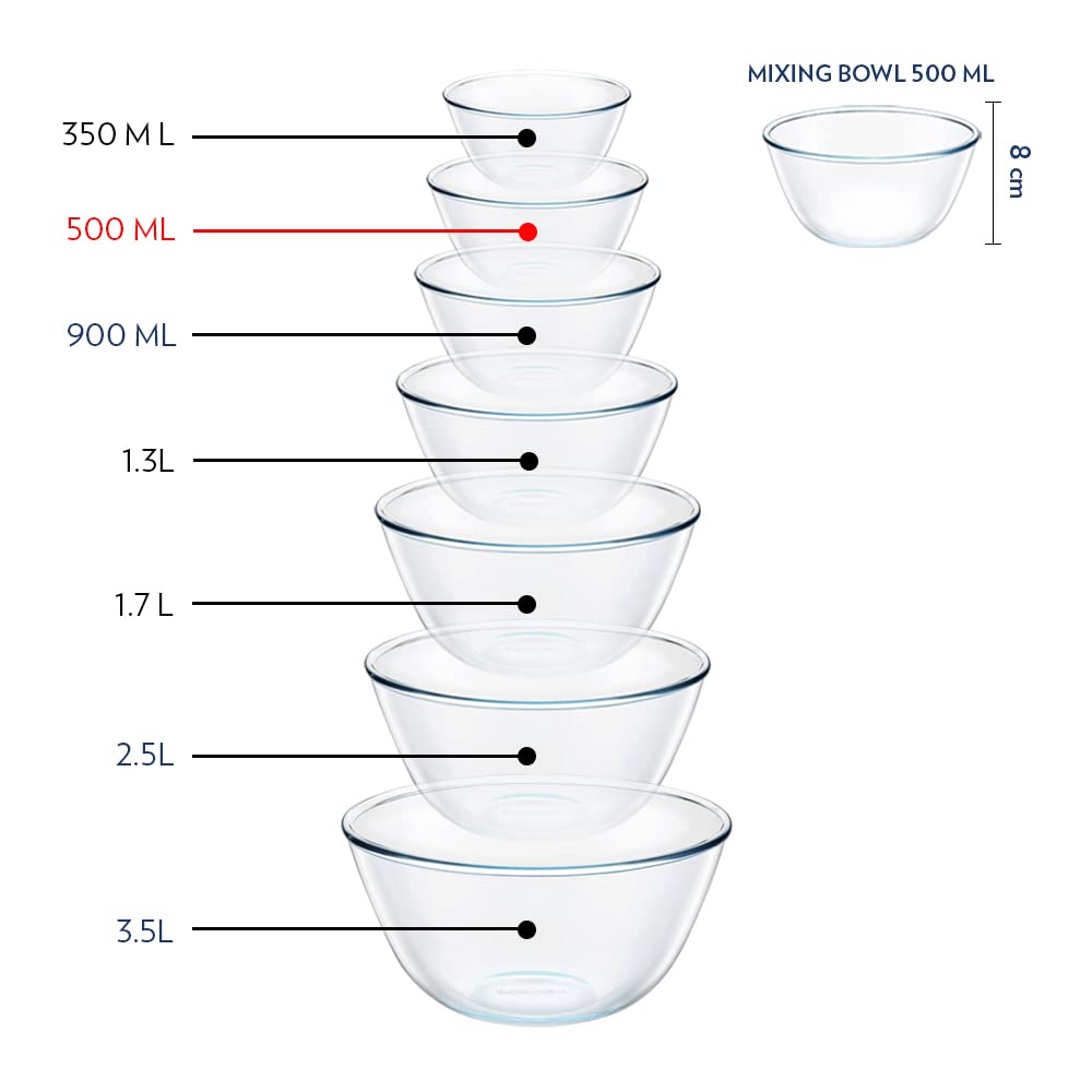 BOROSIL 500ml Borosilicate Glass Mixing & Serving Bowl with White Lid (Scratch Resistant, Transparent)_10