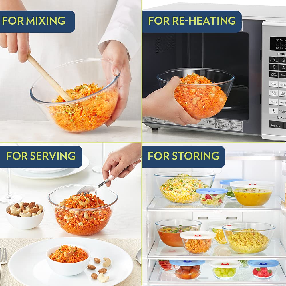 BOROSIL 500ml Borosilicate Glass Mixing & Serving Bowl with White Lid (Scratch Resistant, Transparent)_7