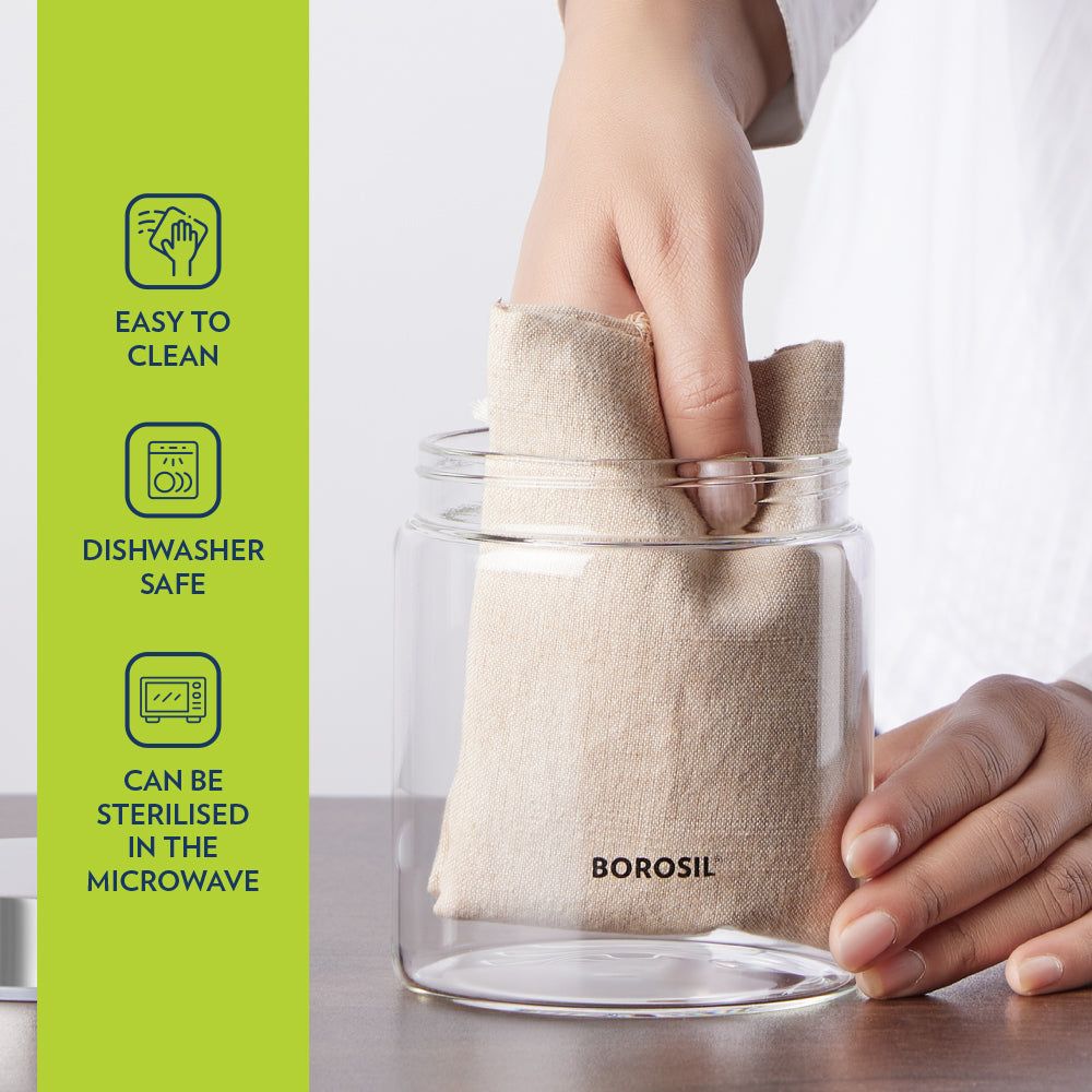 BOROSIL Endura 1.2L Borosilicate Glass Jar with Screw Top Lid (Scratch Resistant, Transparent) BOROSIL Endura 1.2L Borosilicate Glass Jar with Screw Top Lid (Scratch Resistant, Transparent)_12